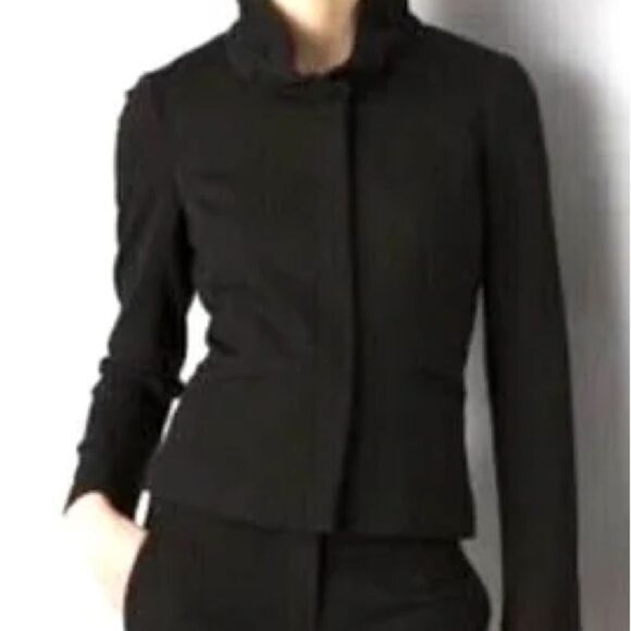 Theory Black Mariony Collar Zip Up Jacket Blazer Size 8 - Picture 1 of 10